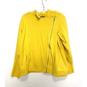 Lauren Ralph Lauren Cardigan Sweater Size 1X Yellow Moto Jacket Womens Cotton
